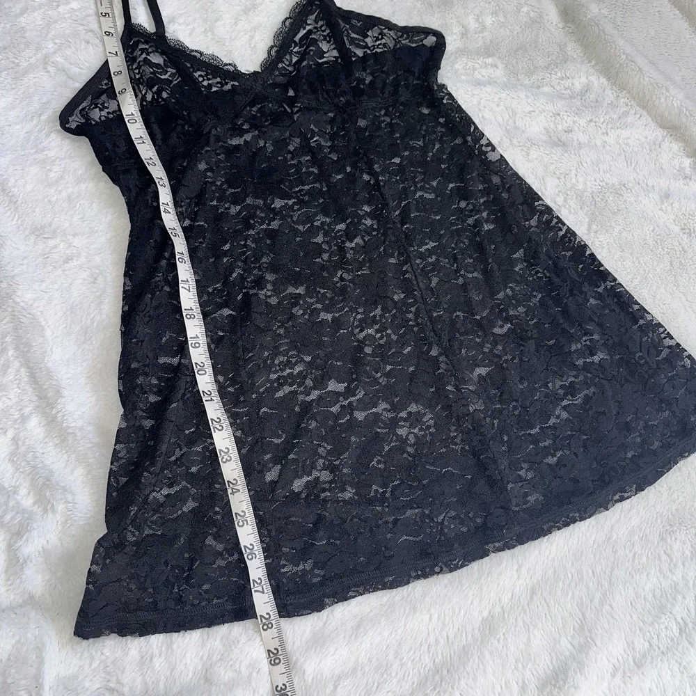 Gilligan‎ & O'Malley Lace Chemise Slip Dress M Black Sheer Lingerie Mini